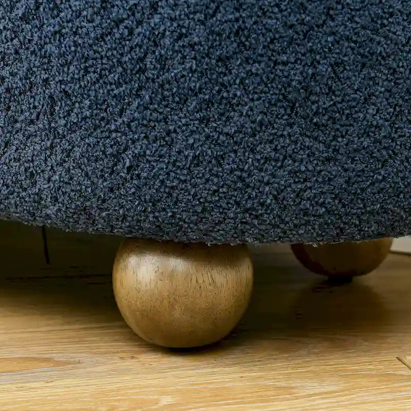 Textured Upholstered Storage Ottoman Bench with Foam Seat and Oval Wood Legs