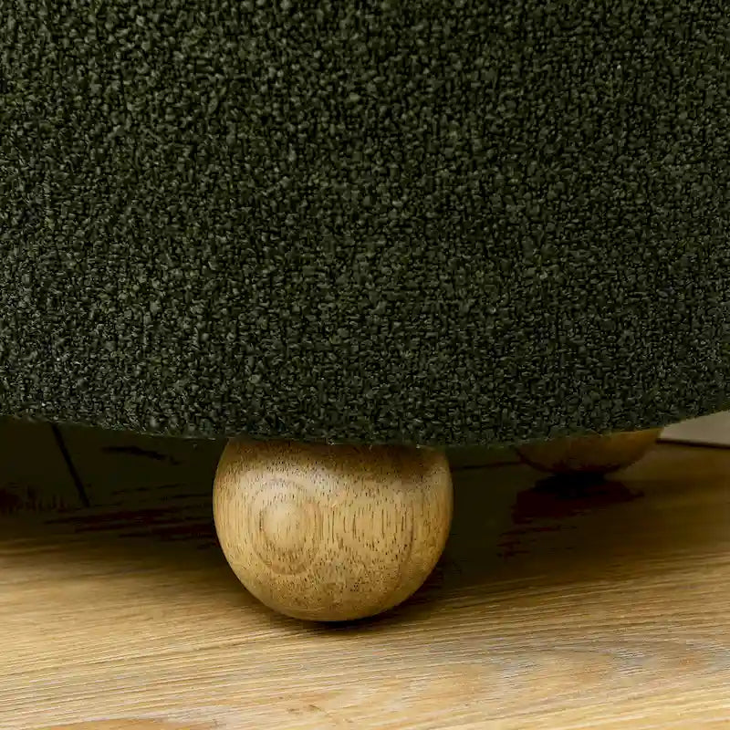 Textured Upholstered Storage Ottoman Bench with Foam Seat and Oval Wood Legs