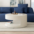 Modern Round Coffee Table with Two-Tier Storage and Fluted Design