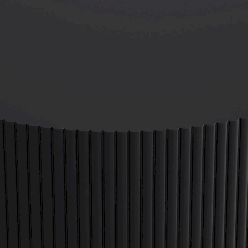 Modern Round Coffee Table with Two-Tier Storage and Fluted Design