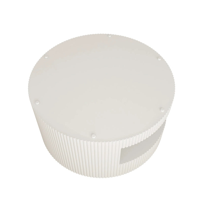Modern Round Coffee Table with Two-Tier Storage and Fluted Design