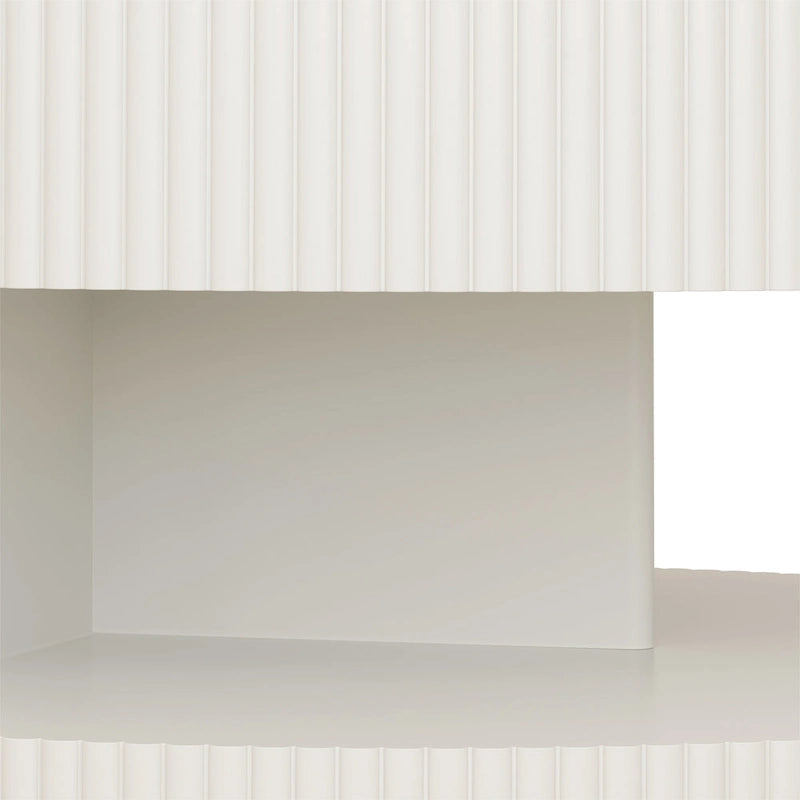 Modern Round Coffee Table with Two-Tier Storage and Fluted Design