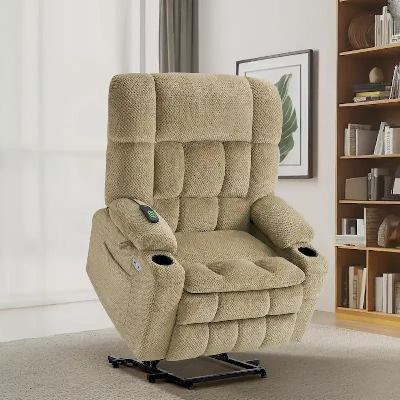 Dual-Motor Power Lift Recliner with Massage, Heat and USB