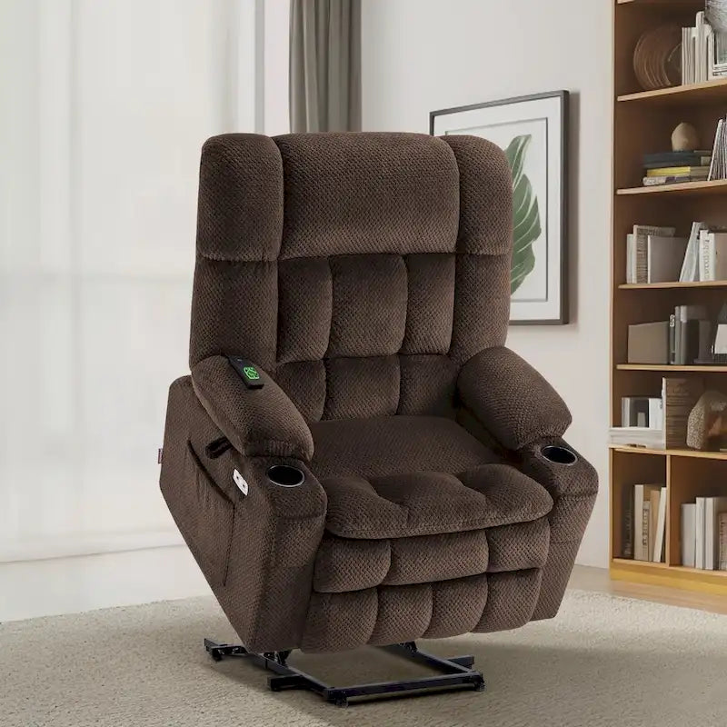 Dual-Motor Power Lift Recliner with Massage, Heat and USB