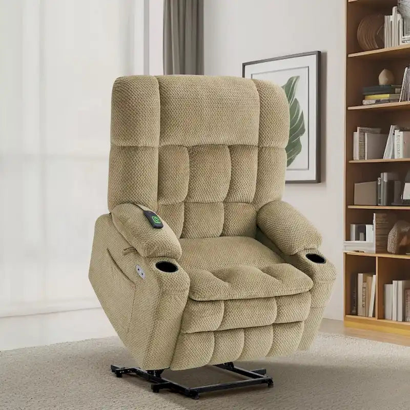 Dual-Motor Power Lift Recliner with Massage, Heat and USB