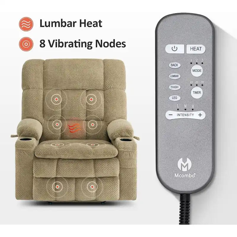 Dual-Motor Power Lift Recliner with Massage, Heat and USB