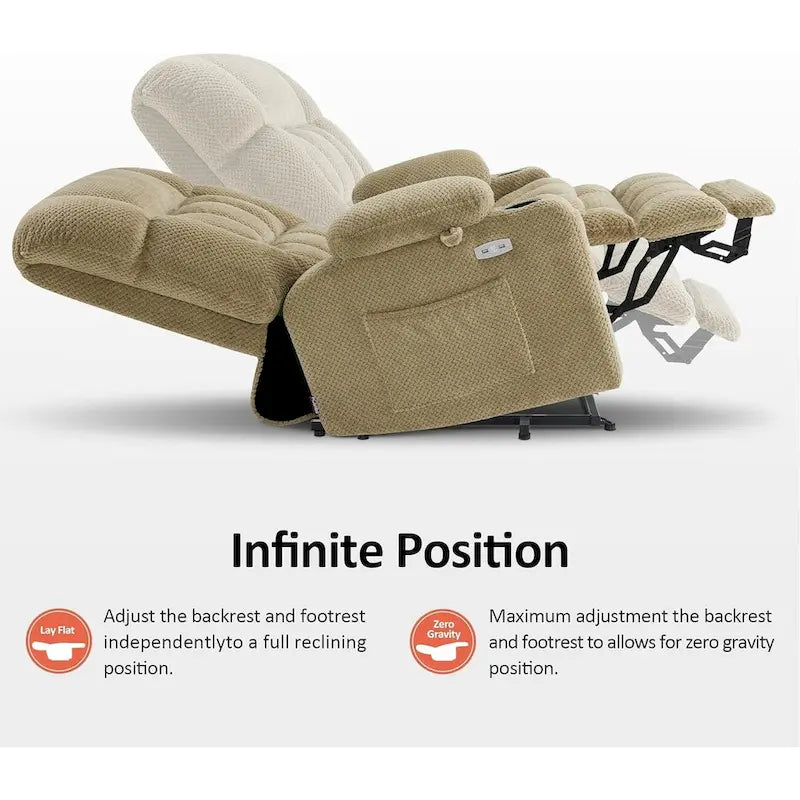Dual-Motor Power Lift Recliner with Massage, Heat and USB