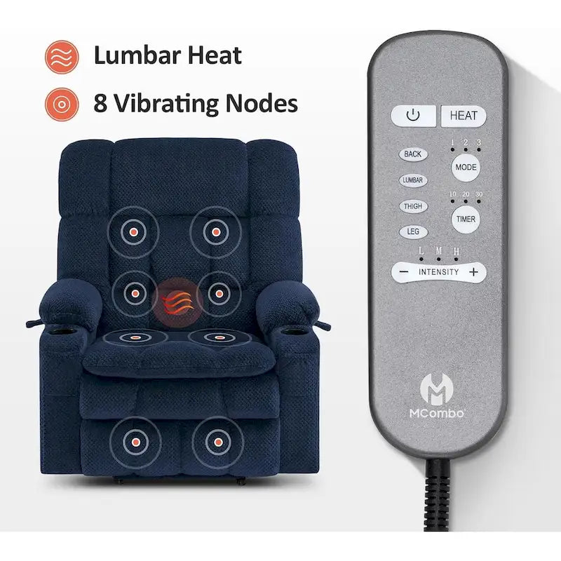 Dual-Motor Power Lift Recliner with Massage, Heat and USB