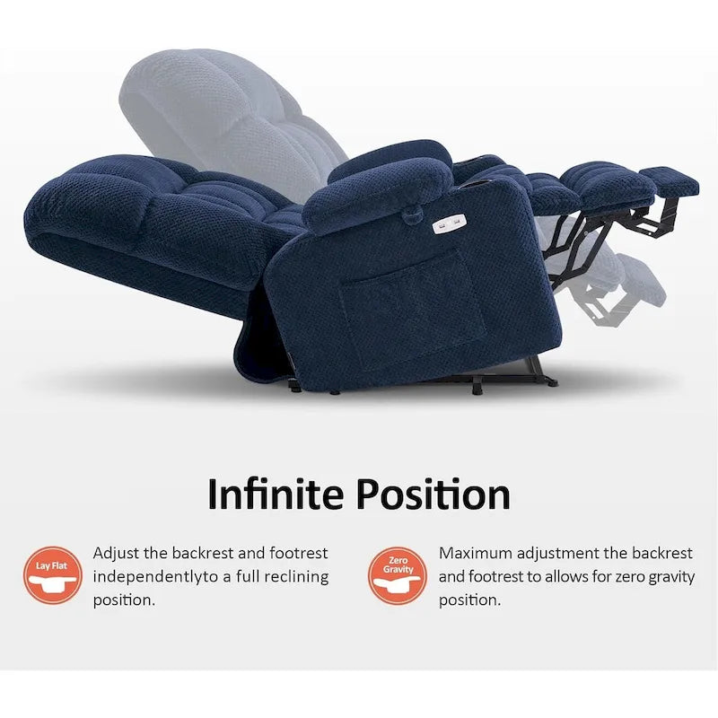 Dual-Motor Power Lift Recliner with Massage, Heat and USB