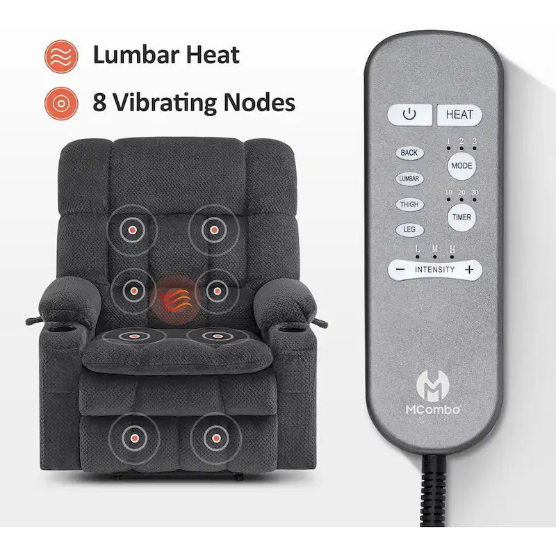 Dual-Motor Power Lift Recliner with Massage, Heat and USB
