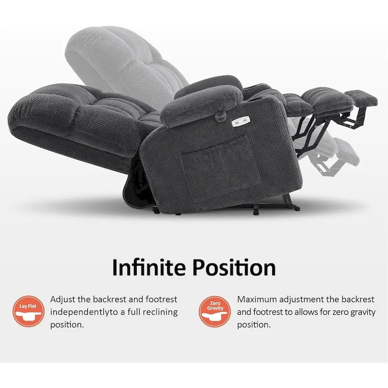 Dual-Motor Power Lift Recliner with Massage, Heat and USB