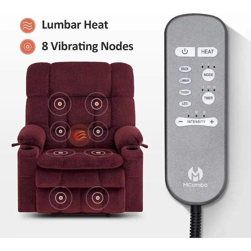 Dual-Motor Power Lift Recliner with Massage, Heat and USB