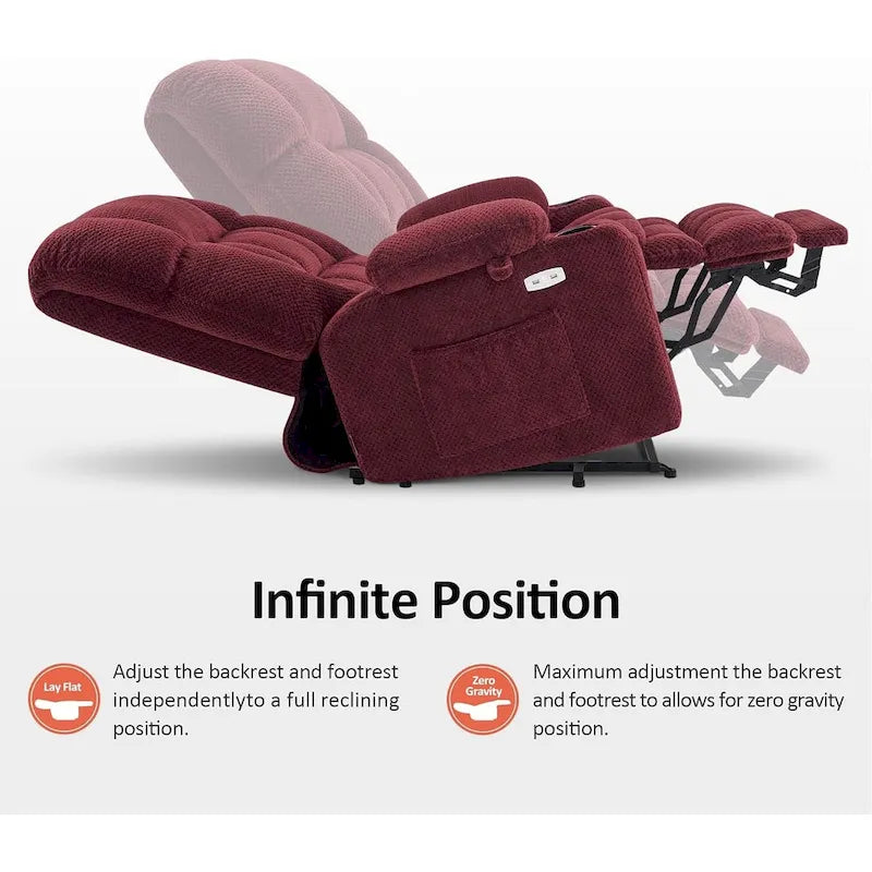 Dual-Motor Power Lift Recliner with Massage, Heat and USB