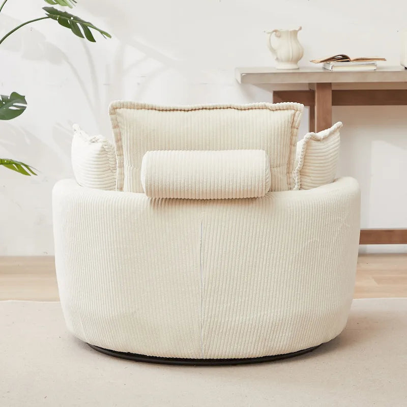 Oversized Swivel Barrel Chair with Storage Ottoman