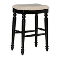 Backless Upholstered Bar Stool with Turned Legs and Padded Seat
