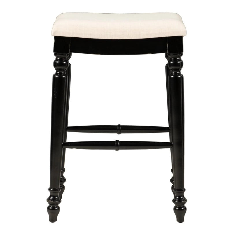 Backless Upholstered Bar Stool with Turned Legs and Padded Seat