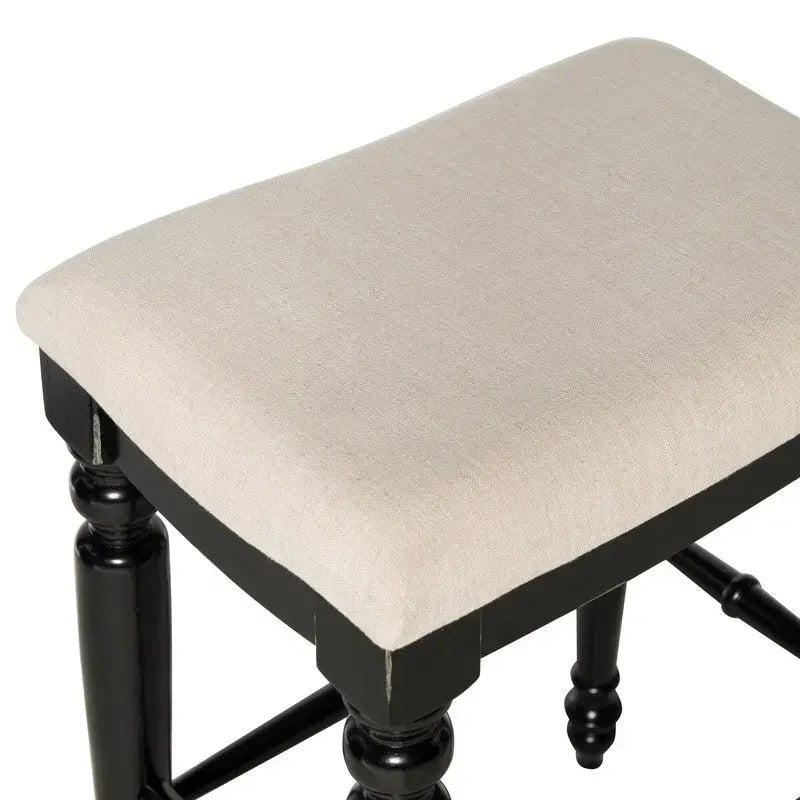Backless Upholstered Bar Stool with Turned Legs and Padded Seat