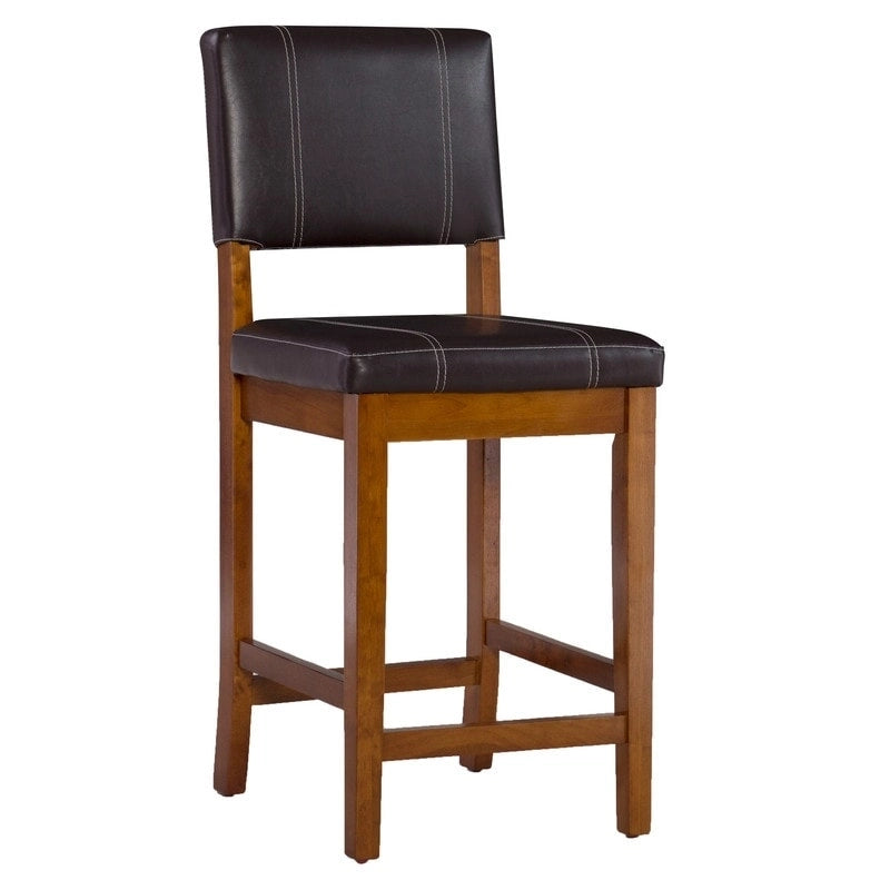 Padded Wood Counter Stool with Faux Leather Seat