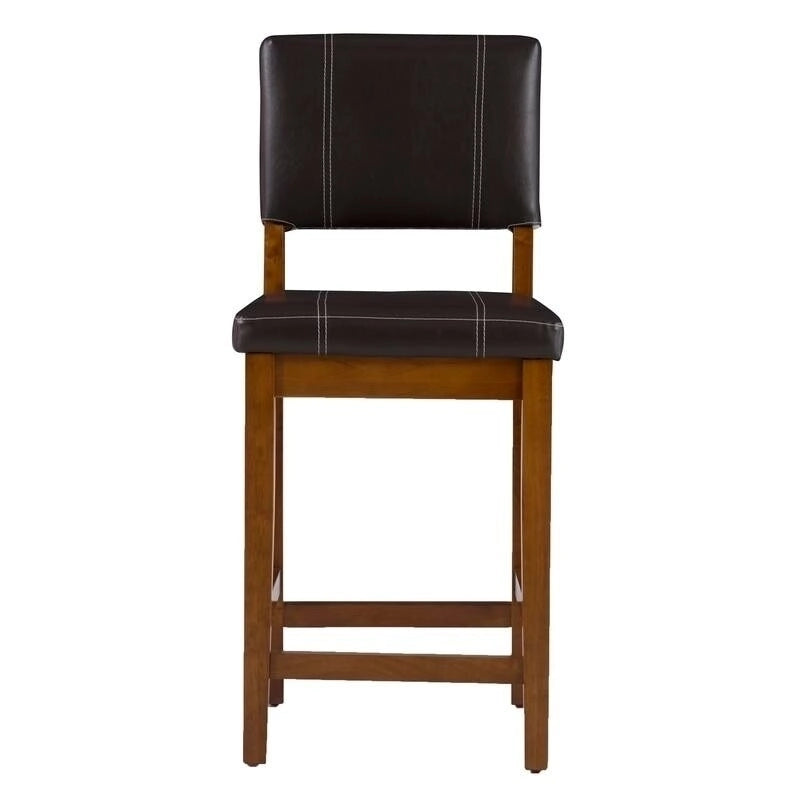 Padded Wood Counter Stool with Faux Leather Seat