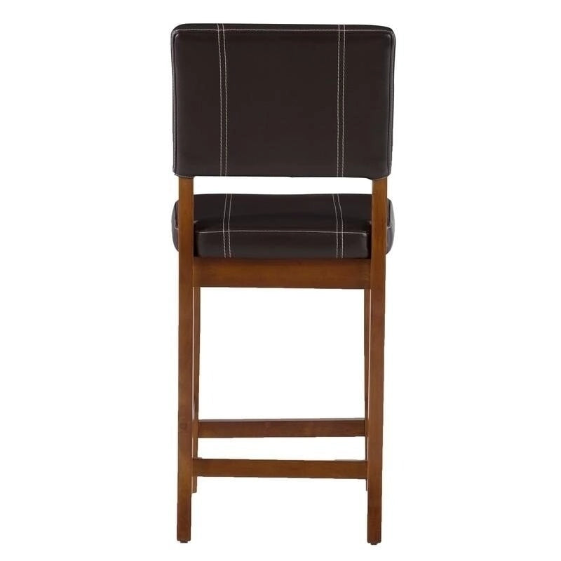 Padded Wood Counter Stool with Faux Leather Seat