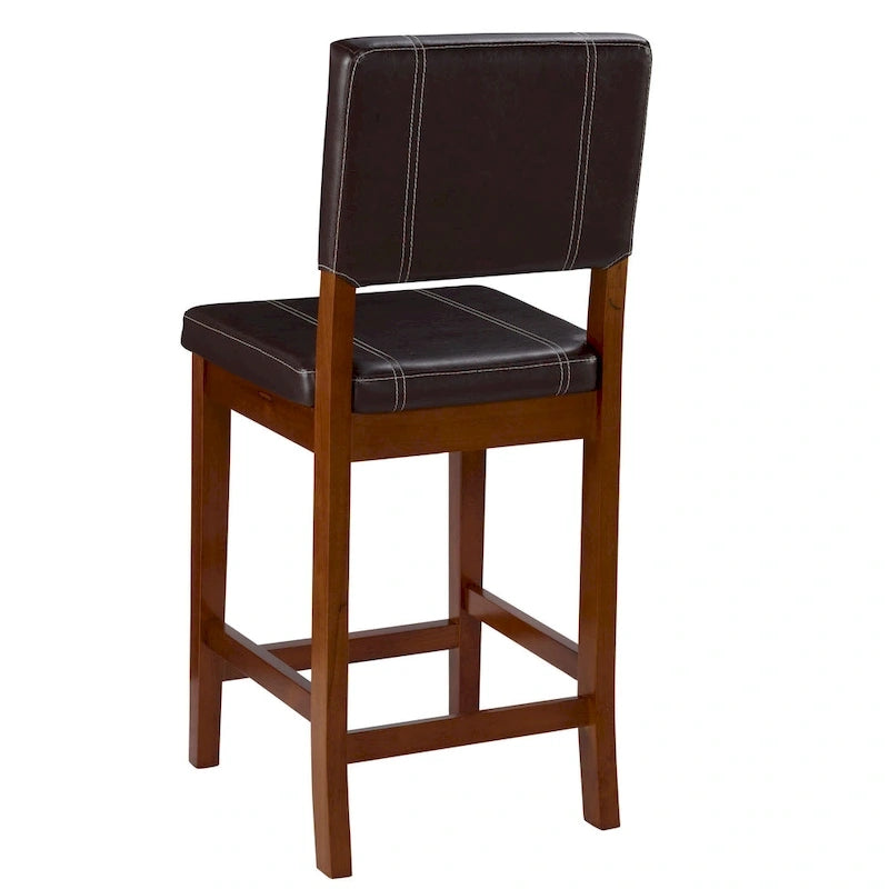 Padded Wood Counter Stool with Faux Leather Seat