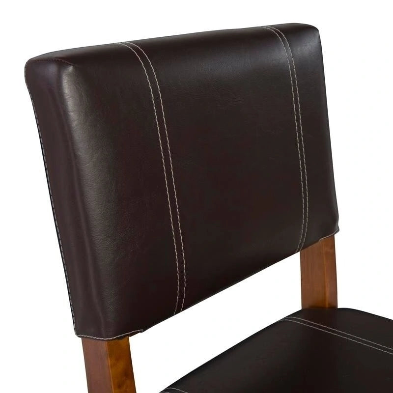 Padded Wood Counter Stool with Faux Leather Seat