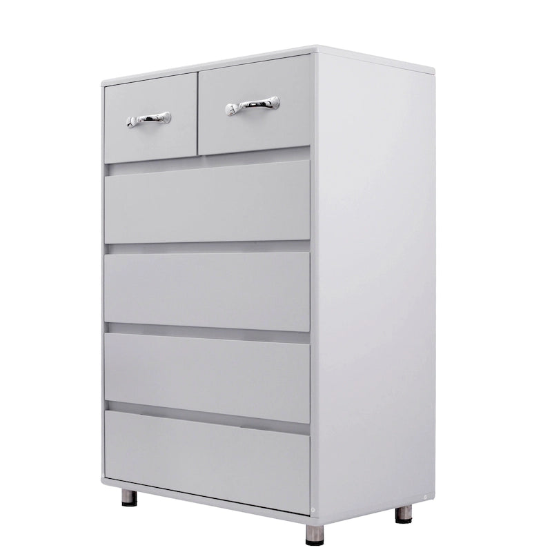 Modern Six-Drawer Dresser with Metal Slides and Steel Legs