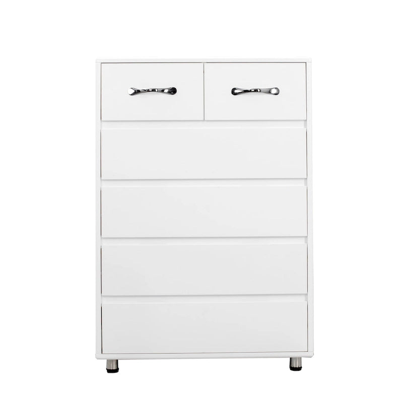 Modern Six-Drawer Dresser with Metal Slides and Steel Legs