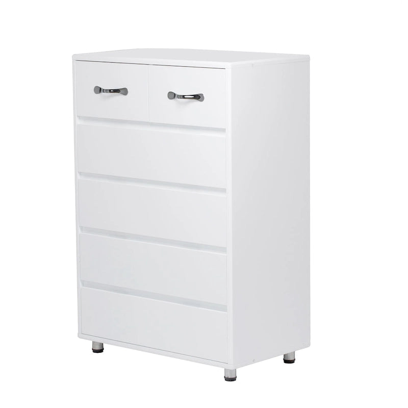 Modern Six-Drawer Dresser with Metal Slides and Steel Legs