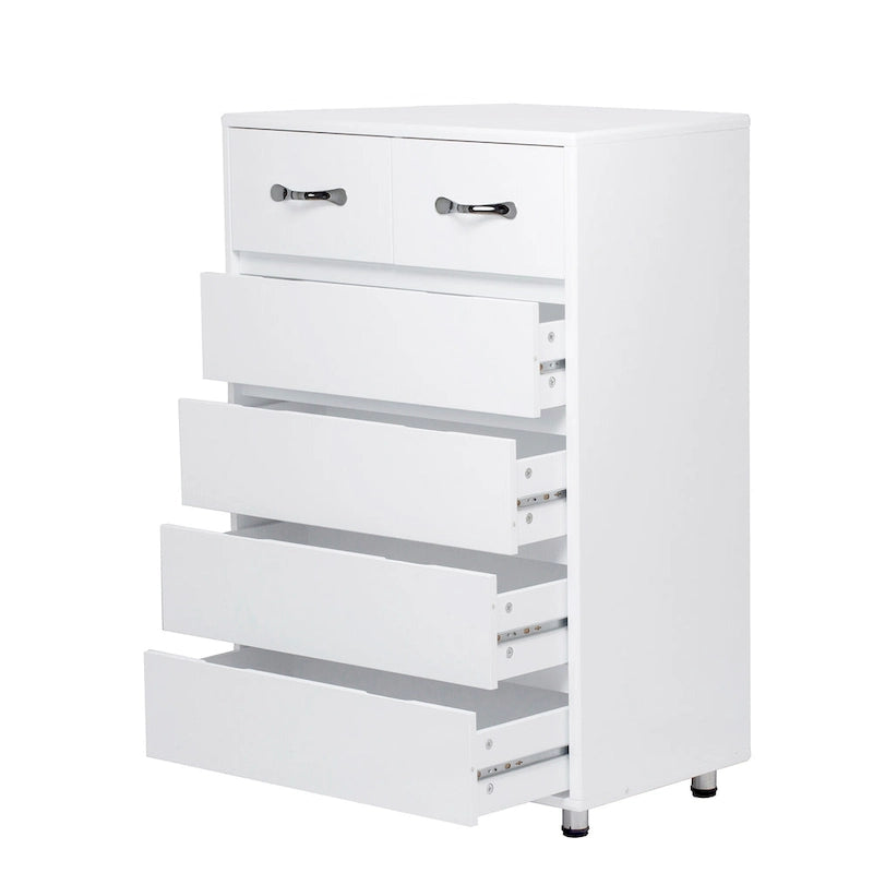 Modern Six-Drawer Dresser with Metal Slides and Steel Legs