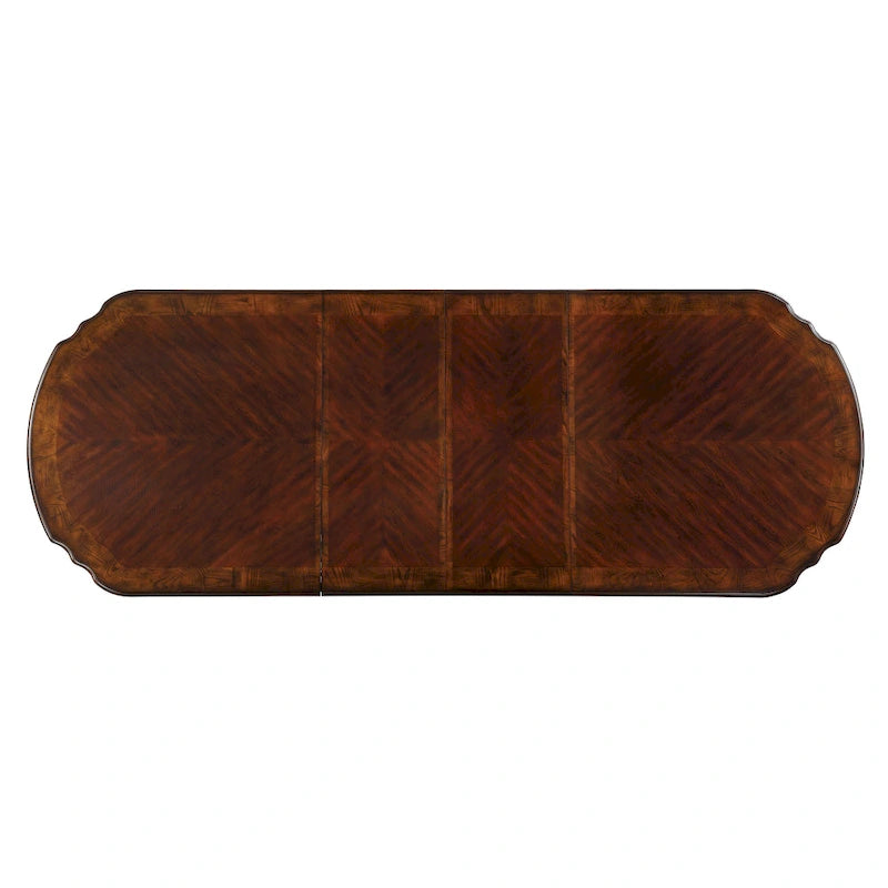 Traditional Expandable Dining Table with Cherry Finish and Pedestal Base