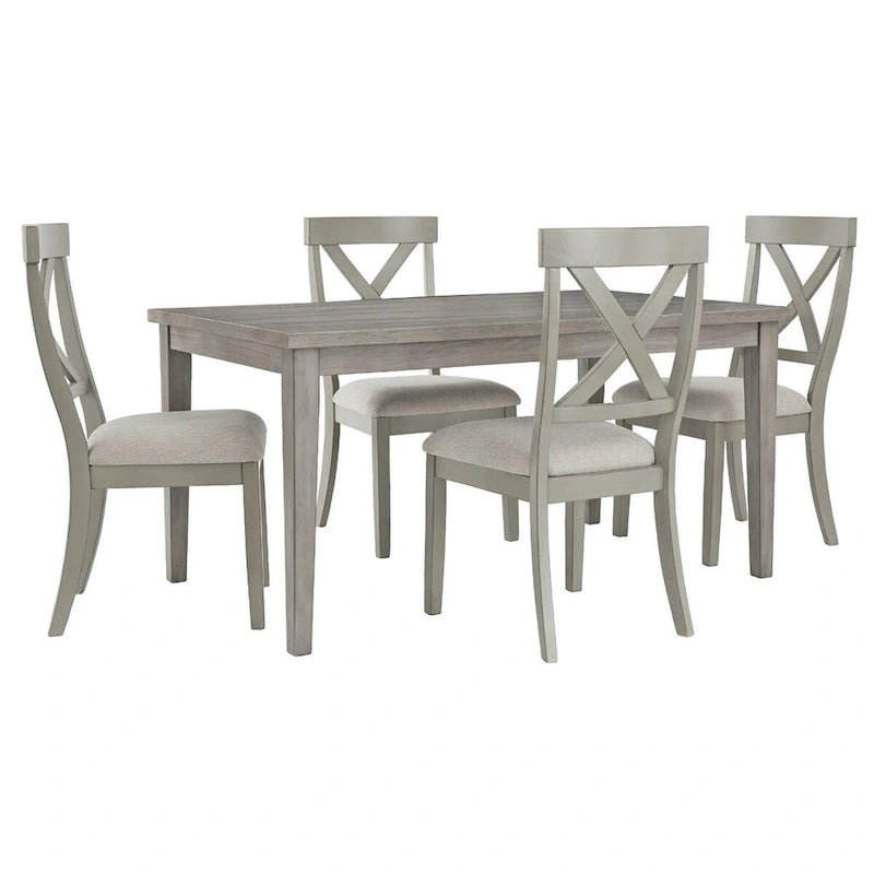 Gray Rectangular Melamine Top Dining Table with Reclaimed Wood Style