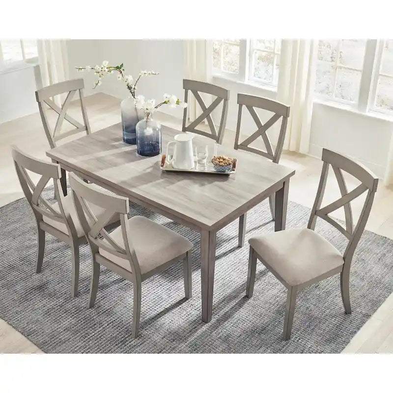 Gray Rectangular Melamine Top Dining Table with Reclaimed Wood Style