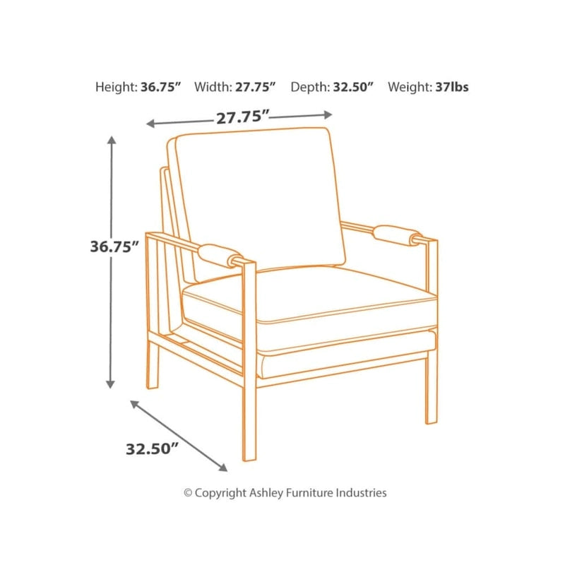 Cognac Faux Leather Accent Chair with Padded Arms and Brass Frame
