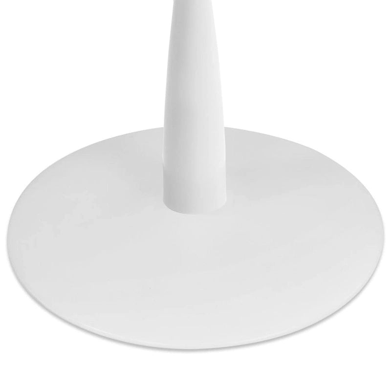 White Oval Faux Marble Dining Table with Pedestal Metal Base