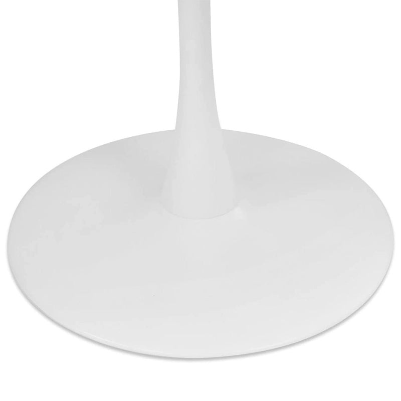 White Oval Faux Marble Dining Table with Pedestal Metal Base