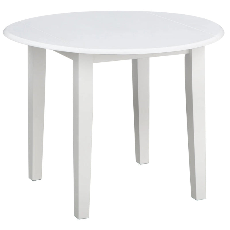 Solid Rubberwood Drop-Leaf Dining Table with Space-Saving Design