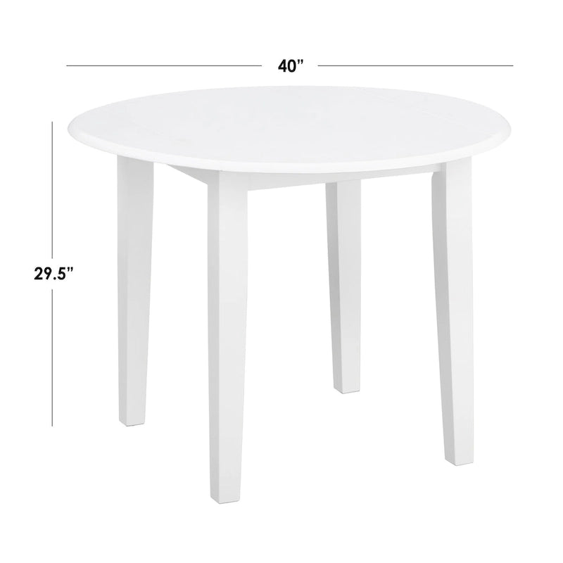 Solid Rubberwood Drop-Leaf Dining Table with Space-Saving Design