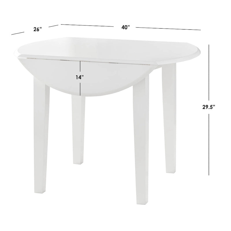 Solid Rubberwood Drop-Leaf Dining Table with Space-Saving Design