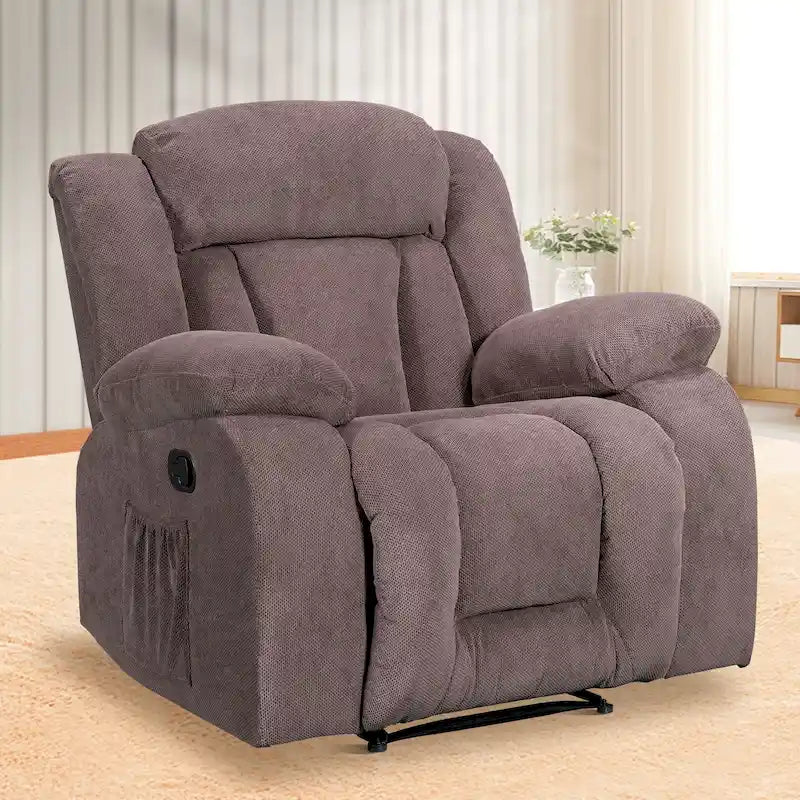 Upholstered Wall-Hugger Recliner with Massage, Heat and Soft Padded Arms
