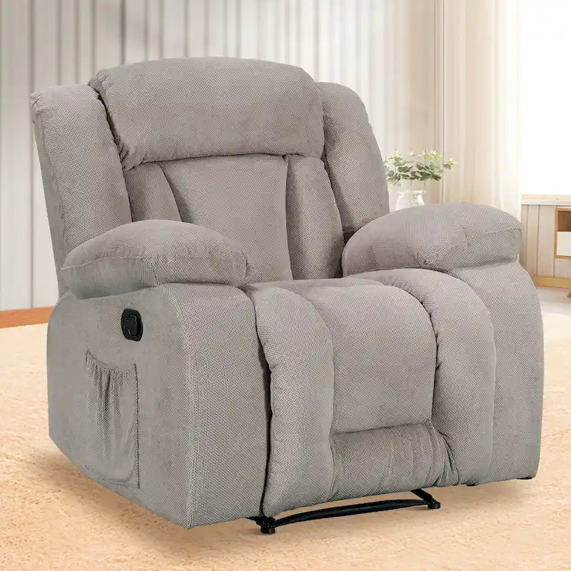Upholstered Wall-Hugger Recliner with Massage, Heat and Soft Padded Arms