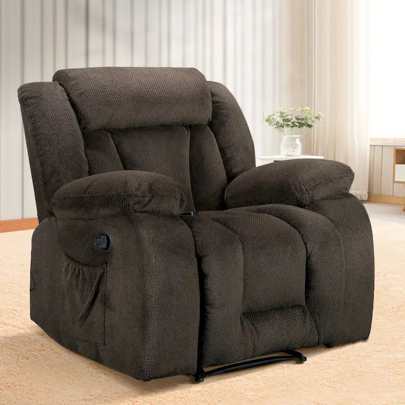 Upholstered Wall-Hugger Recliner with Massage, Heat and Soft Padded Arms