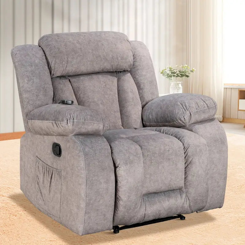 Upholstered Wall-Hugger Recliner with Massage, Heat and Soft Padded Arms
