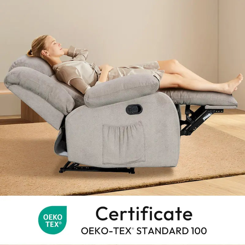 Upholstered Wall-Hugger Recliner with Massage, Heat and Soft Padded Arms