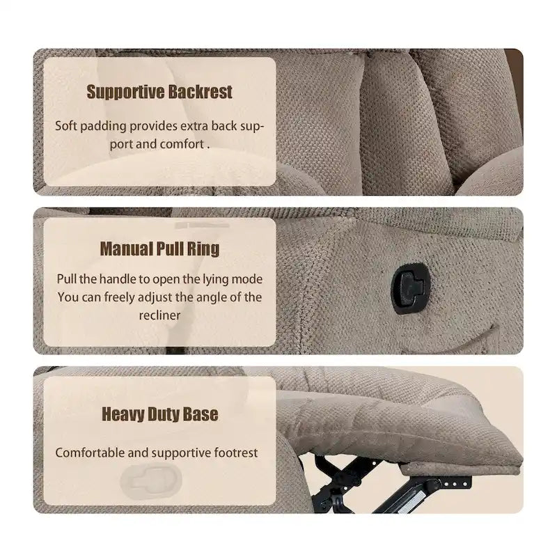 Upholstered Wall-Hugger Recliner with Massage, Heat and Soft Padded Arms