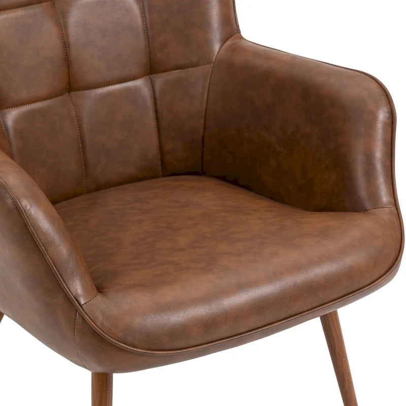 Modern Grid-Tufted Wingback Accent Chairs with Metal Legs