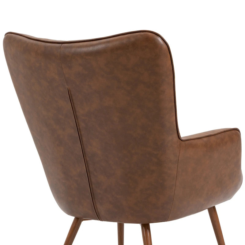 Modern Grid-Tufted Wingback Accent Chairs with Metal Legs