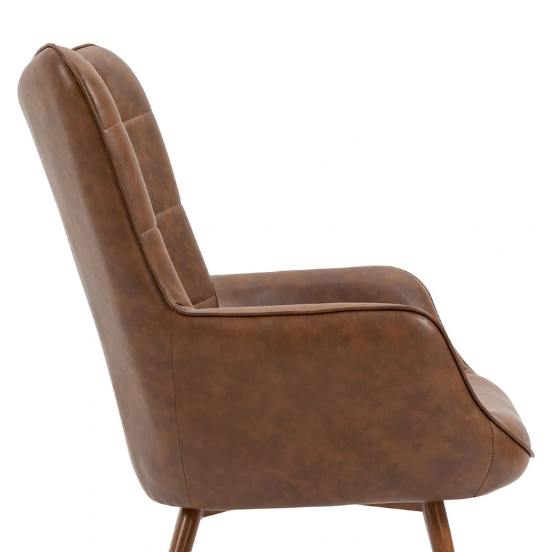 Modern Grid-Tufted Wingback Accent Chairs with Metal Legs