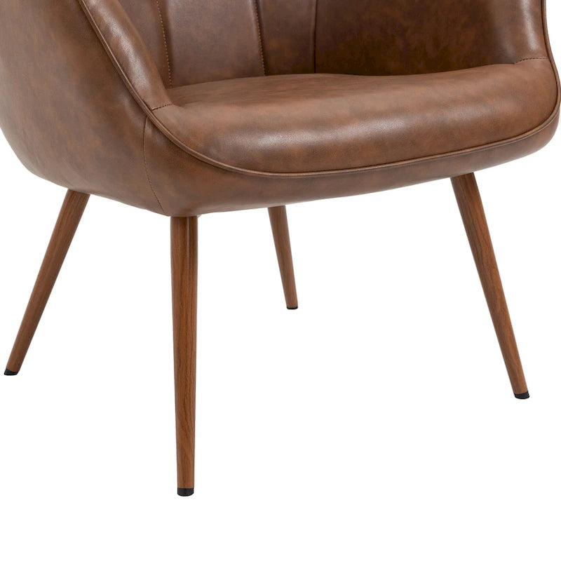 Modern Grid-Tufted Wingback Accent Chairs with Metal Legs