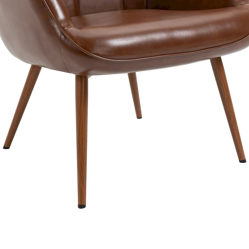 Modern Grid-Tufted Wingback Accent Chairs with Metal Legs